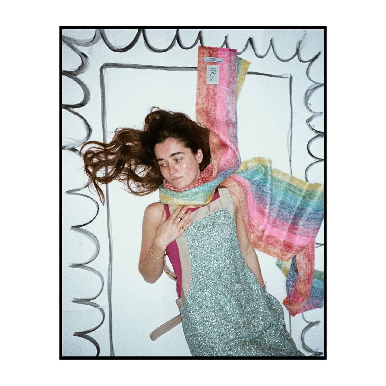 White Rainbow Mohair Scarf