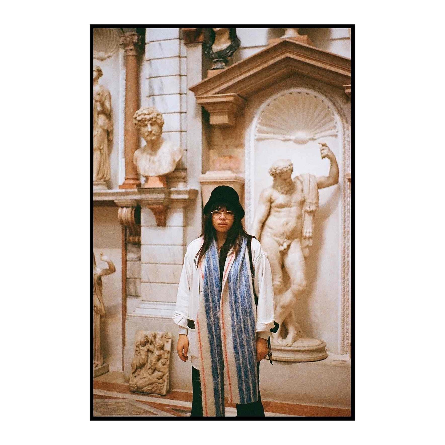 Blue White Stripe Mohair Scarf