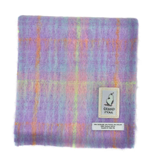 Lilac Check Mohair Scarf