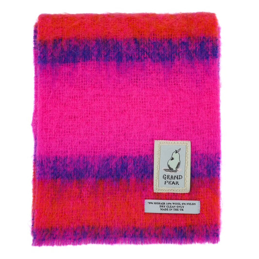 Neon Pink Stripe Mohair Scarf