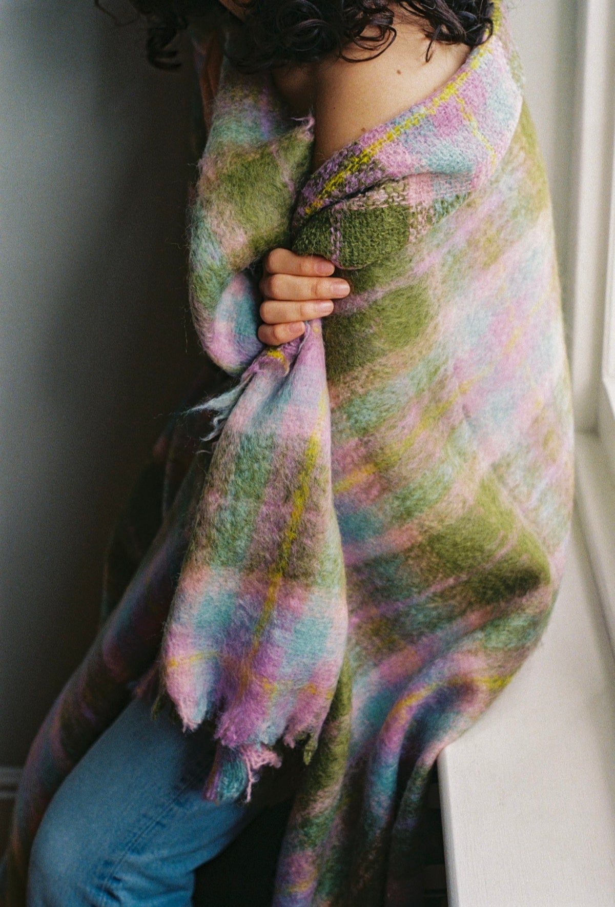 Green Tartan Mohair Blanket