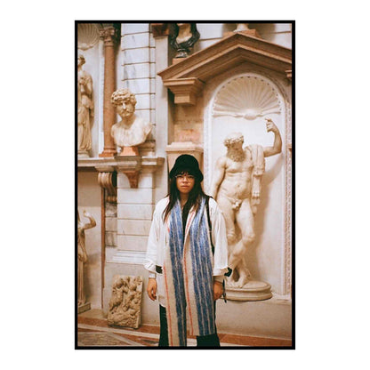 Blue White Stripe Mohair Scarf