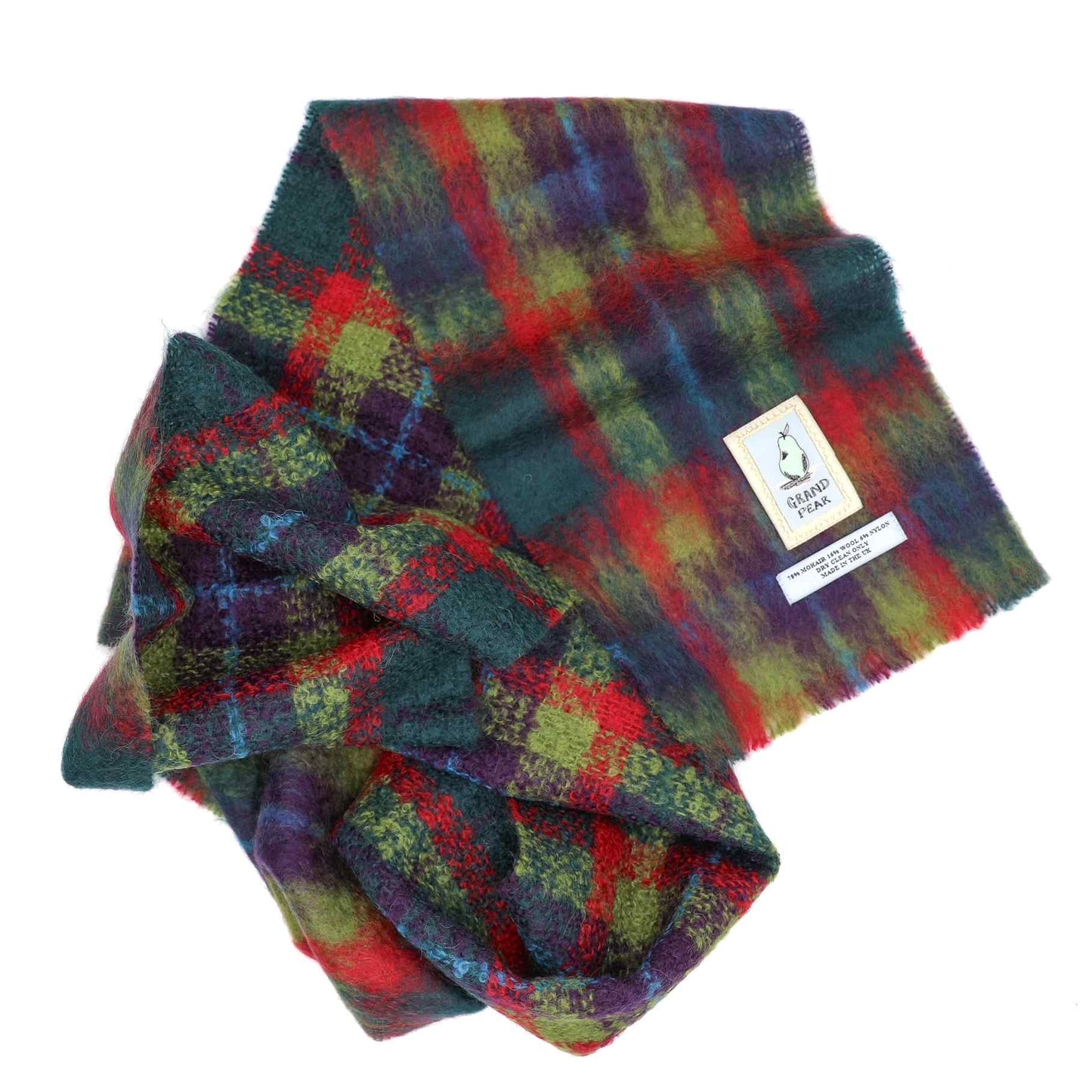Petrol Tartan Mohair Scarf