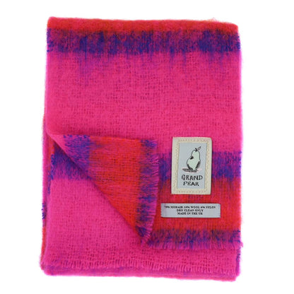 Neon Pink Stripe Mohair Scarf