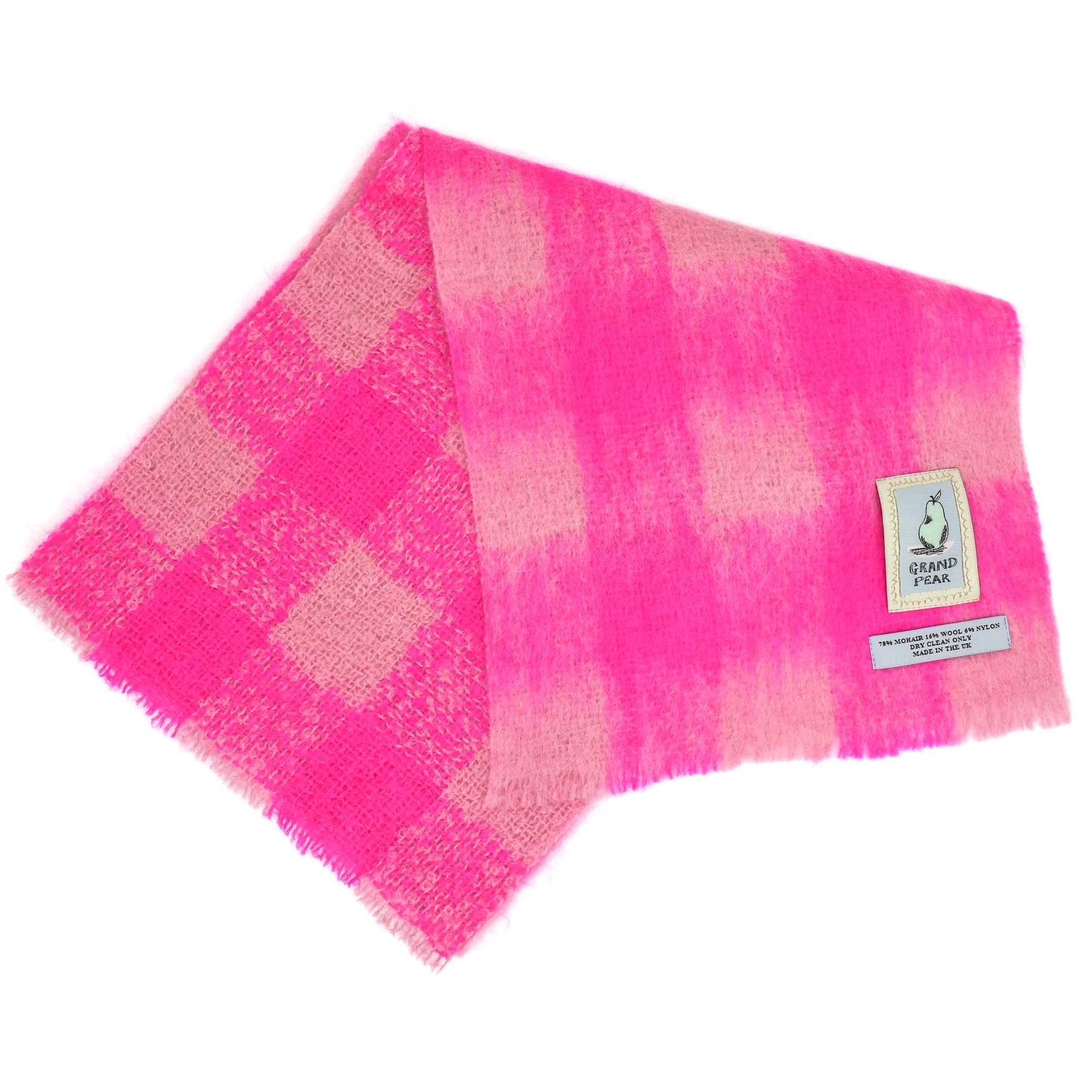 Pink Check Mohair Scarf