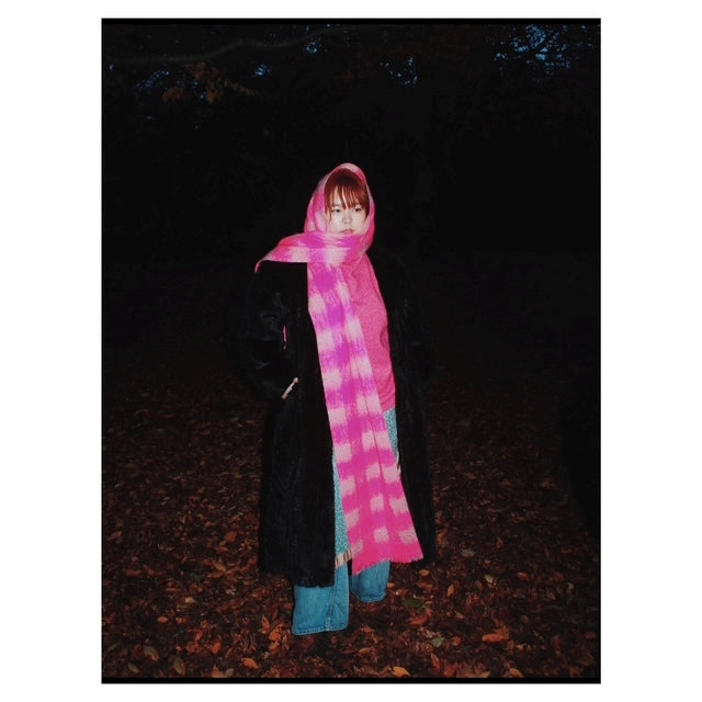 Pink Check Mohair Scarf