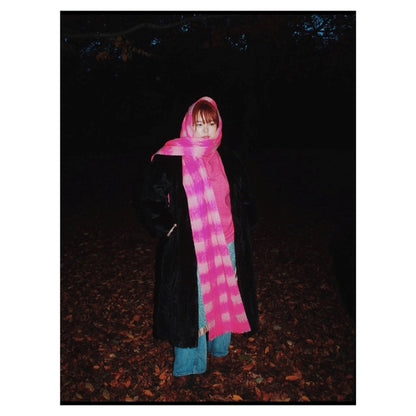 Pink Check Mohair Scarf