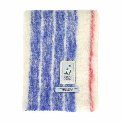 Blue White Stripe Mohair Scarf