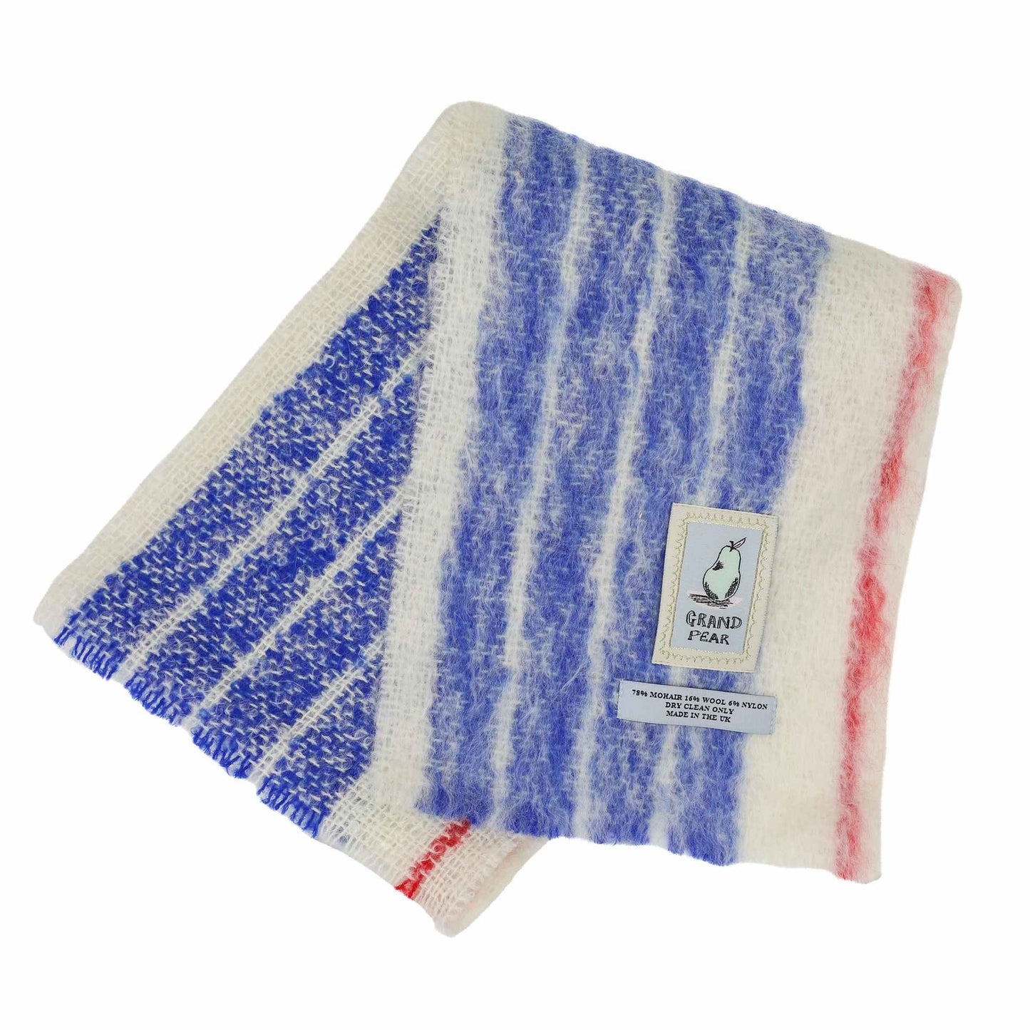 Blue White Stripe Mohair Scarf